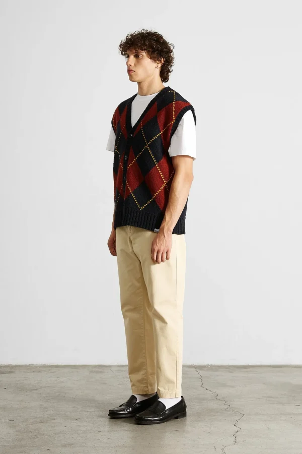 Online Edmmond Studios Argyle Vest Plain Navy
