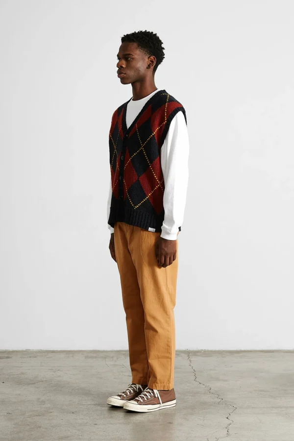 Outlet Edmmond Studios Chino Herringbone Plain Caramel