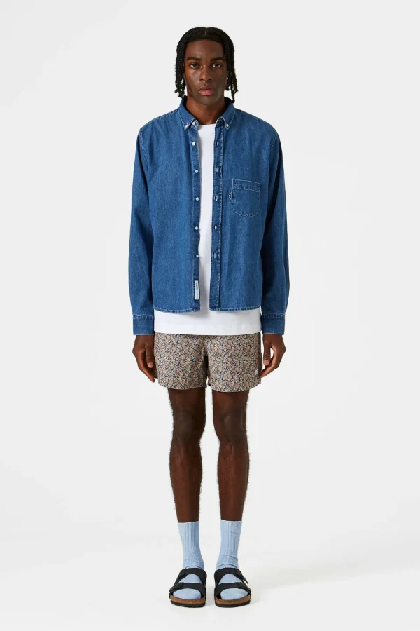 Outlet Edmmond Studios Day Shirt Denim Plain Stonewash