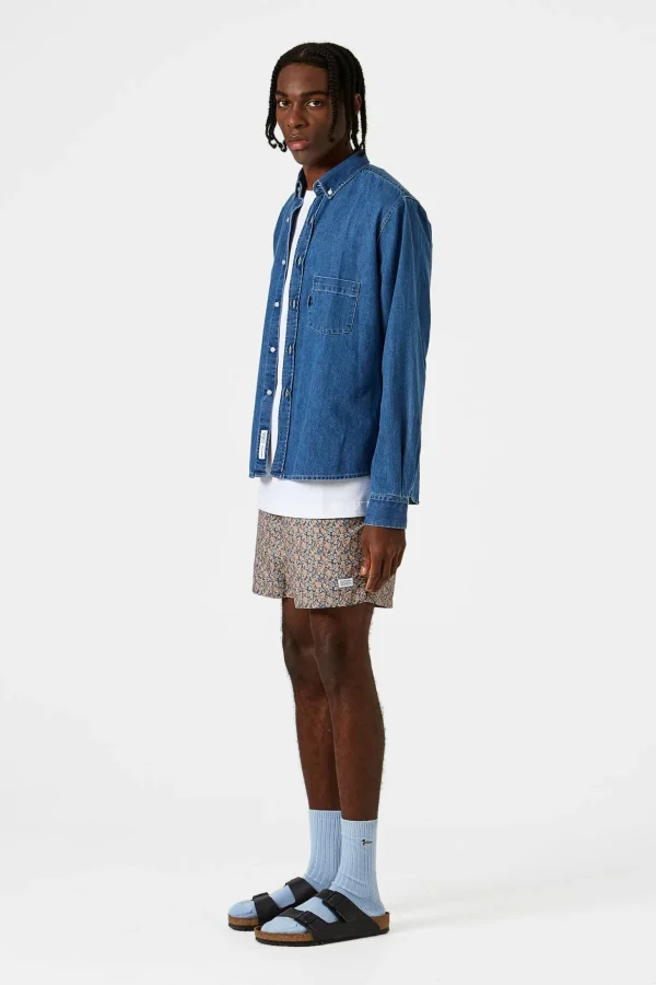 Outlet Edmmond Studios Day Shirt Denim Plain Stonewash