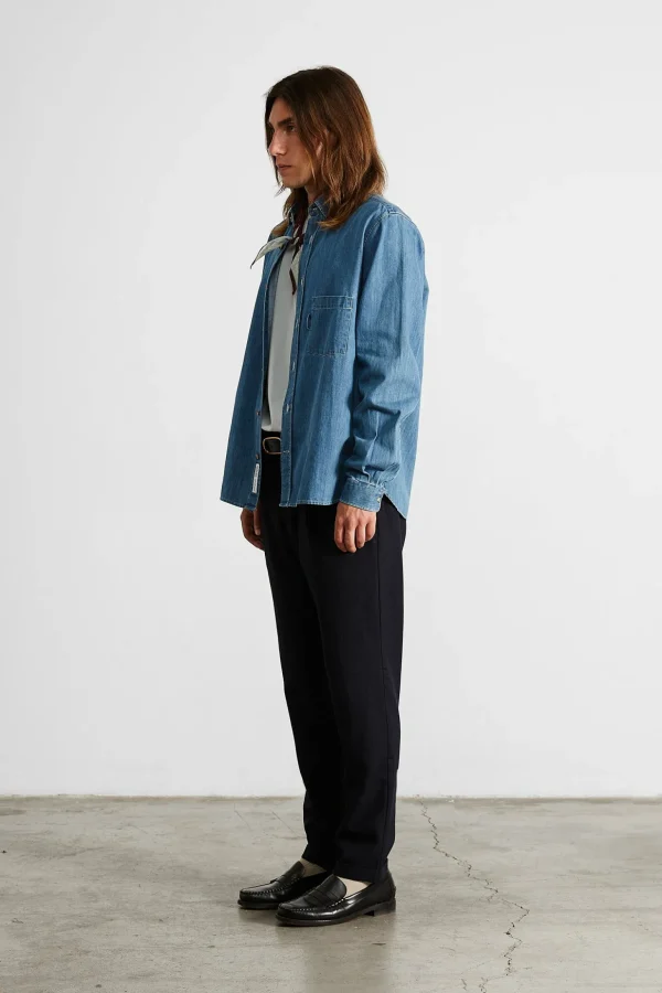 Fashion Edmmond Studios Day Shirt Denim Plain Stonewash