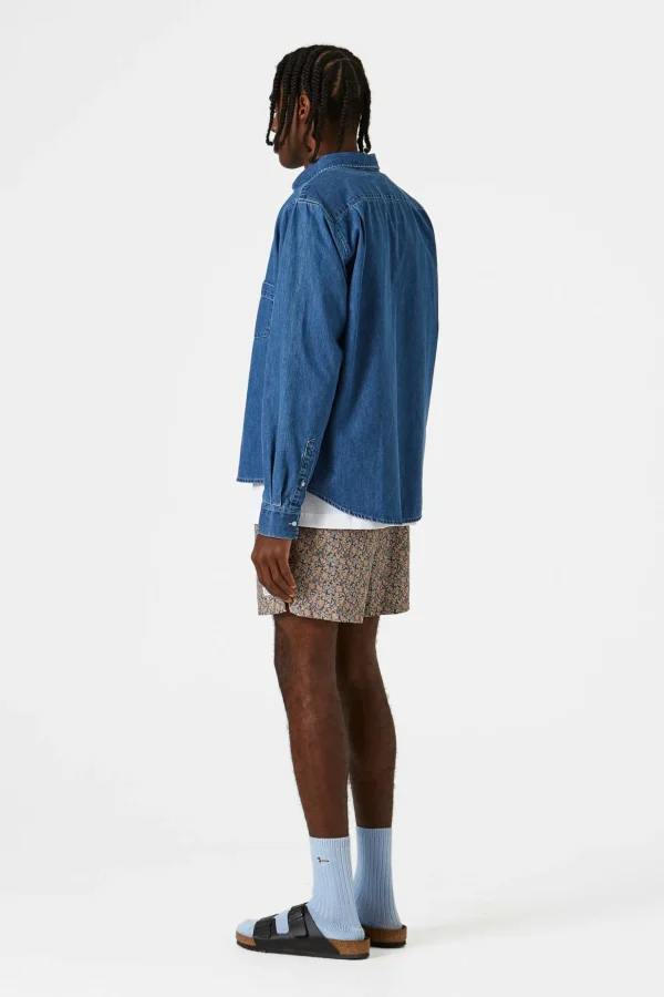 Outlet Edmmond Studios Day Shirt Denim Plain Stonewash