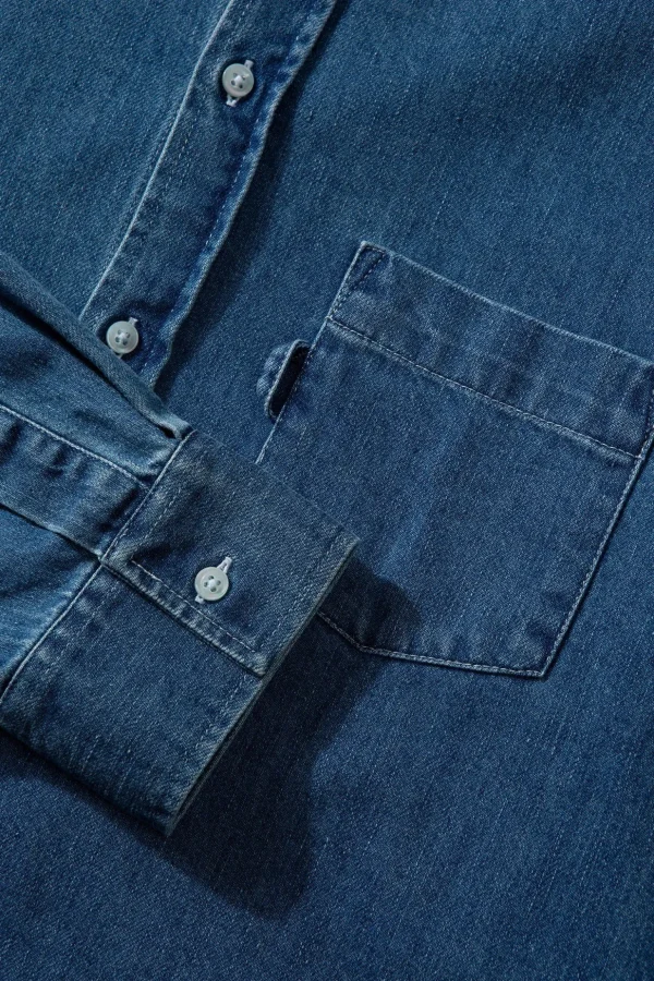 Fashion Edmmond Studios Day Shirt Denim Plain Stonewash
