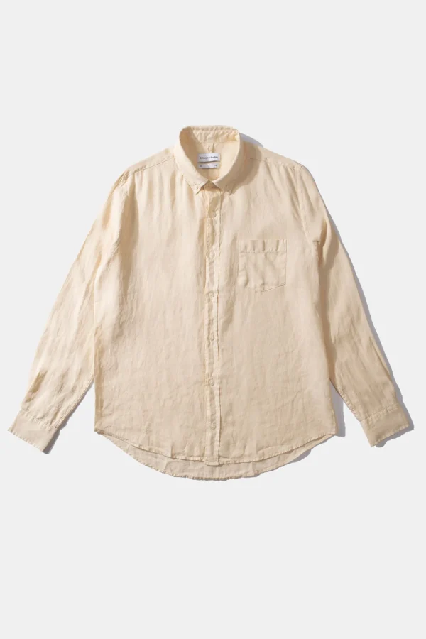 Discount Edmmond Studios Linen Shirt Plain Beige