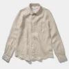 Best Sale Edmmond Studios Linen Shirt Plain Beige