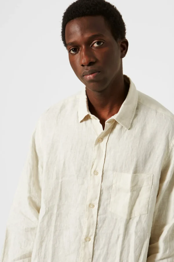 Best Sale Edmmond Studios Linen Shirt Plain Beige