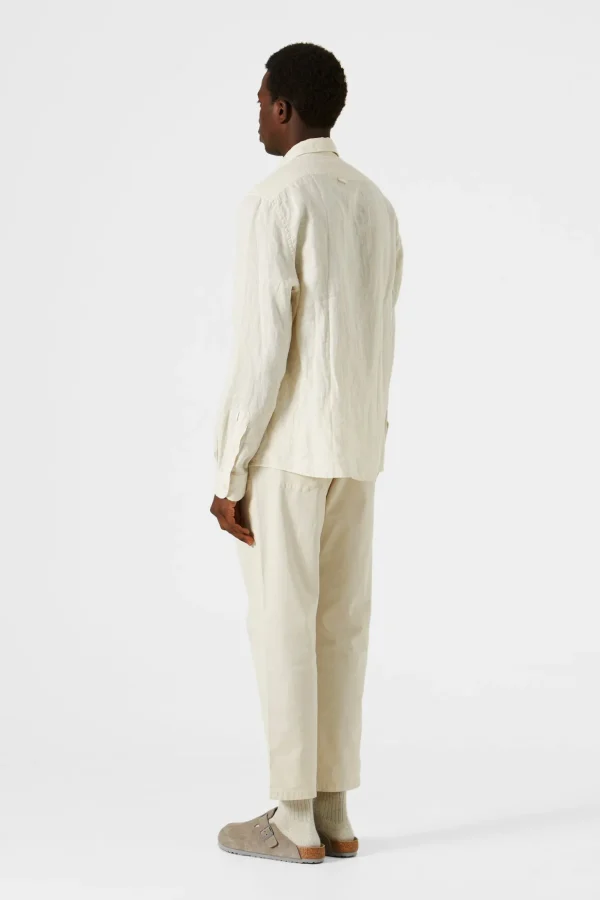 Best Sale Edmmond Studios Linen Shirt Plain Beige