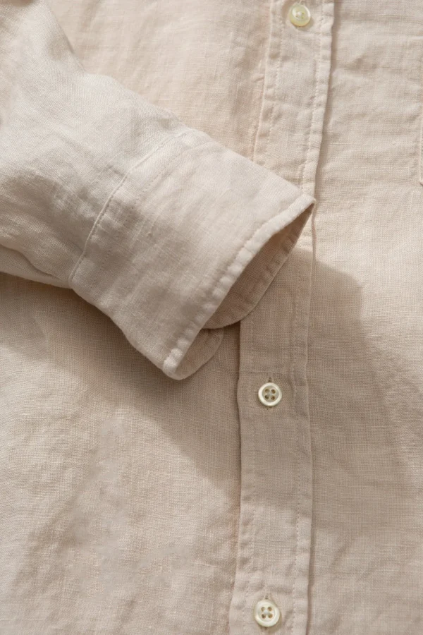 Best Sale Edmmond Studios Linen Shirt Plain Beige