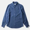 Fashion Edmmond Studios Linen Shirt Plain Blue