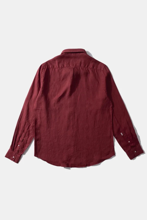 Flash Sale Edmmond Studios Linen Shirt Plain Bordeaux