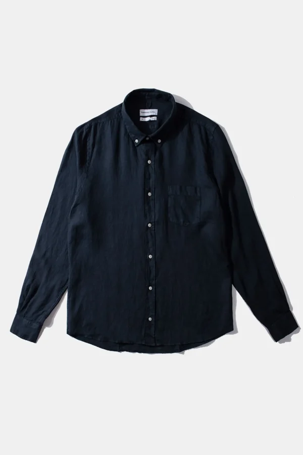 Store Edmmond Studios Linen Shirt Plain Navy
