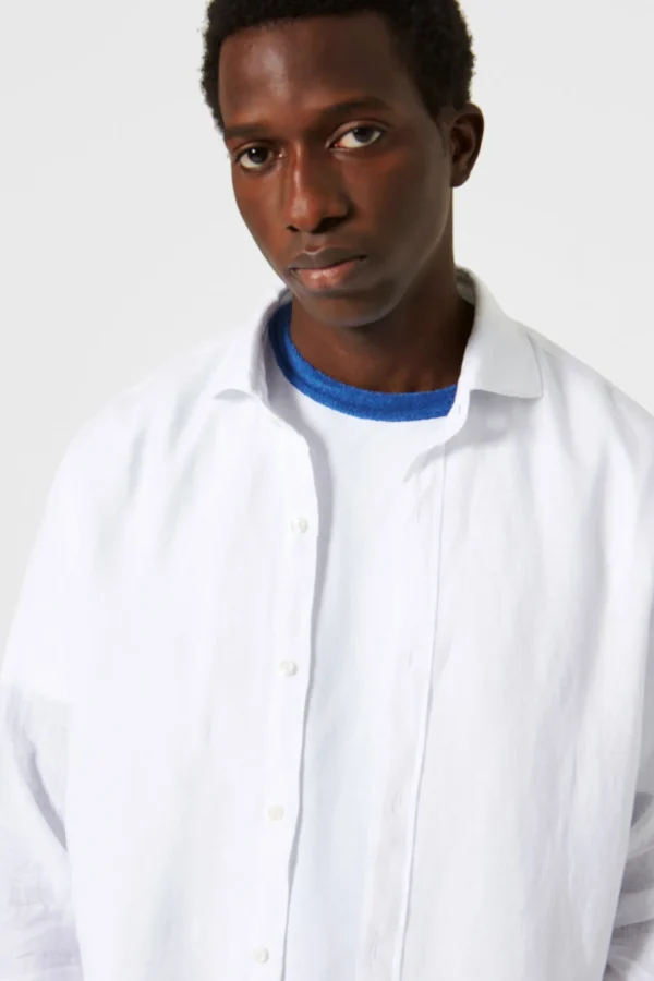 Sale Edmmond Studios Linen Shirt Plain White