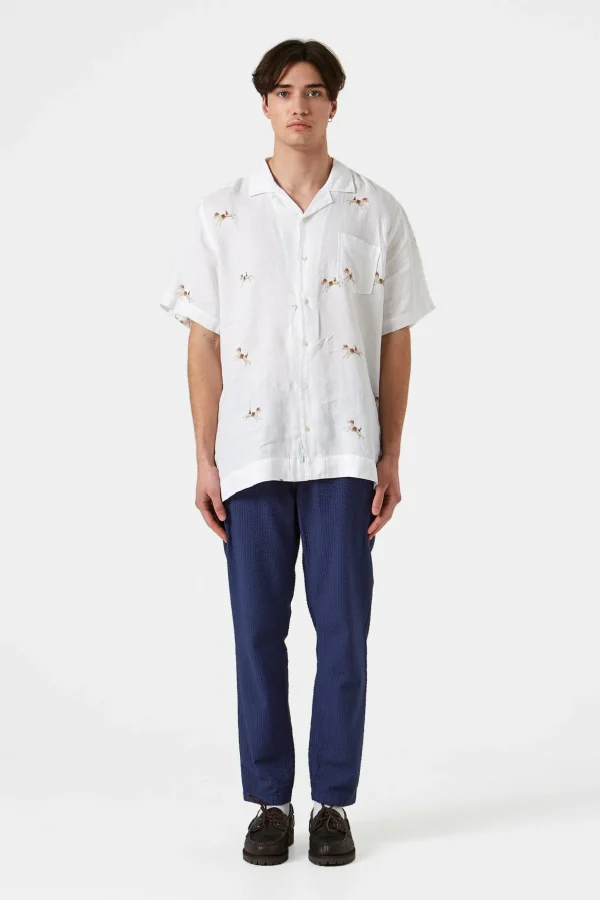 Cheap Edmmond Studios Murano Seersucker Pants Plain Navy