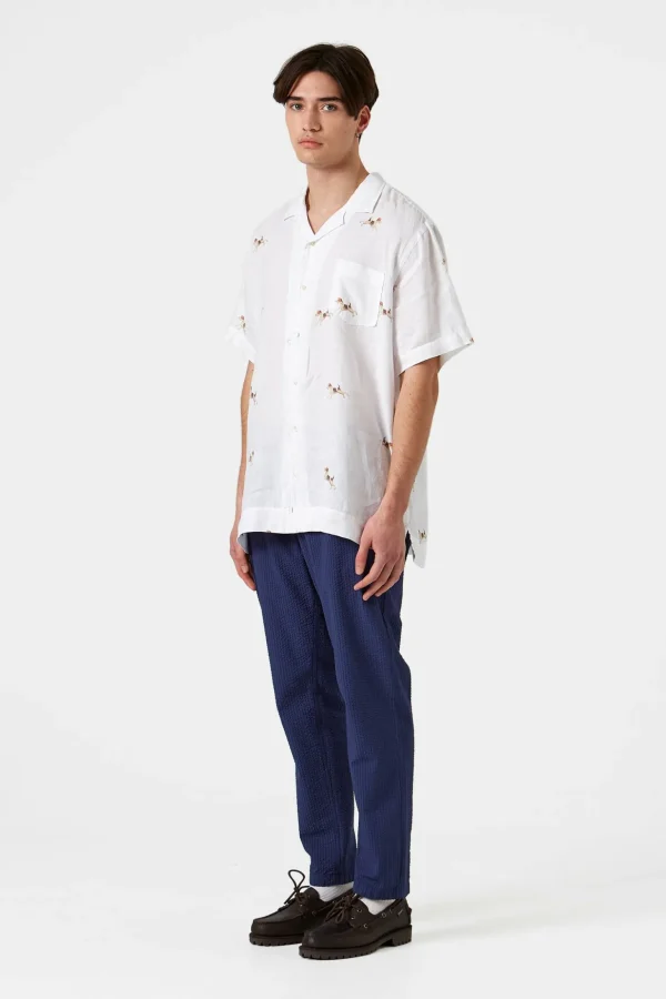 Cheap Edmmond Studios Murano Seersucker Pants Plain Navy
