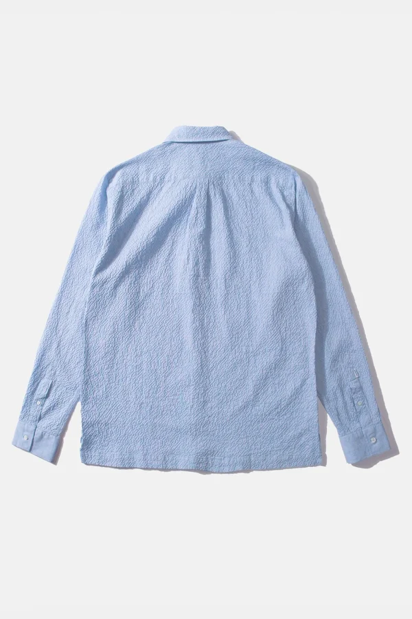 Clearance Edmmond Studios Seersucker Shirt Plain Light Blue