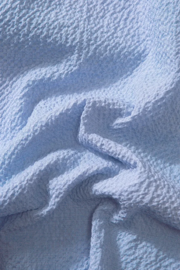 Clearance Edmmond Studios Seersucker Shirt Plain Light Blue