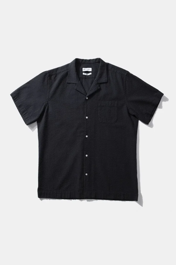 Sale Edmmond Studios Seersucker Shirt Plain Navy