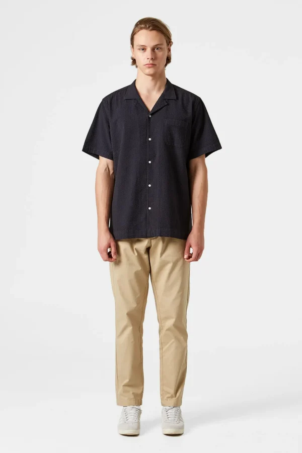 Sale Edmmond Studios Seersucker Shirt Plain Navy