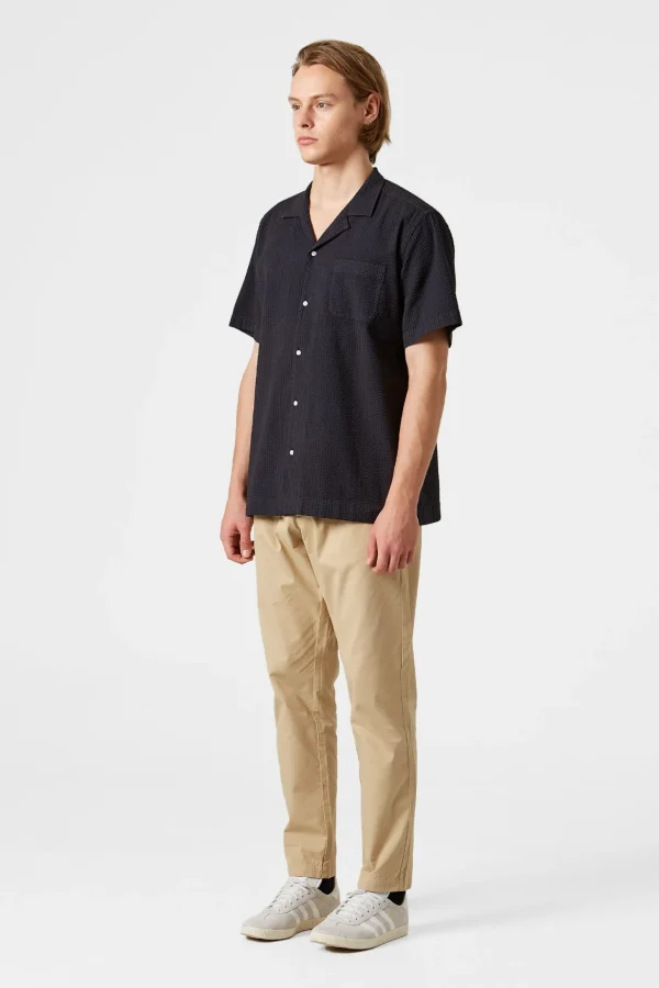 Sale Edmmond Studios Seersucker Shirt Plain Navy