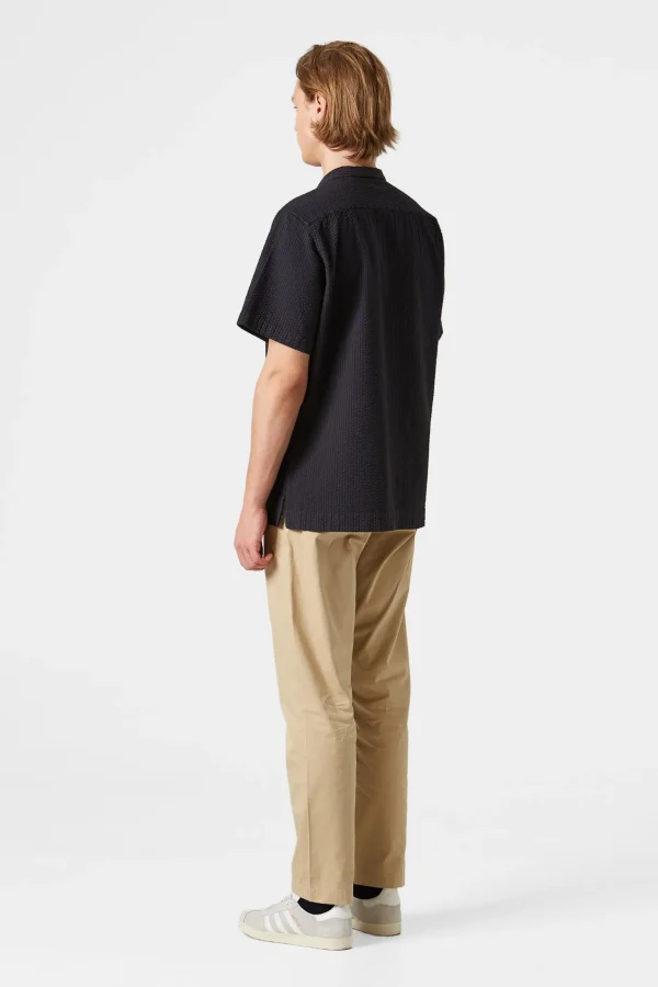Sale Edmmond Studios Seersucker Shirt Plain Navy
