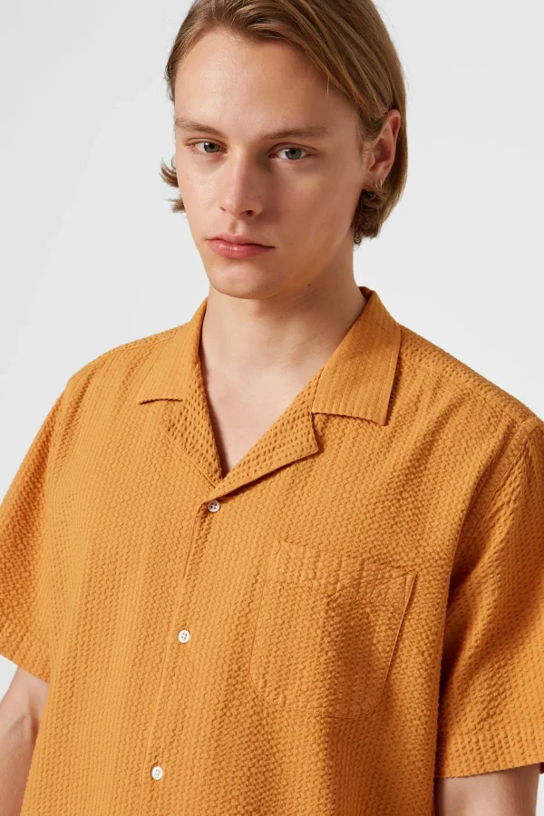 Flash Sale Edmmond Studios Seersucker Shorts Plain Mustard