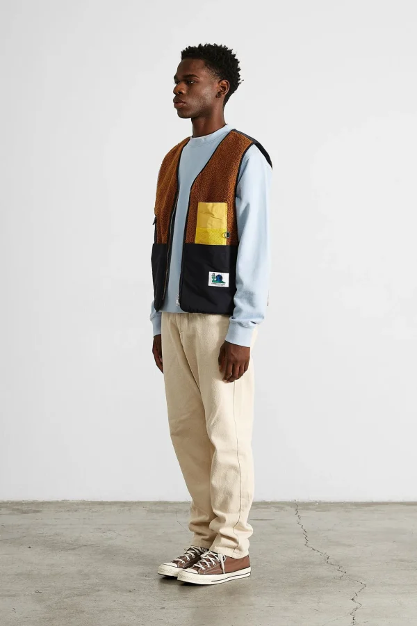 Discount Edmmond Studios Shearling Vest Plain Brown