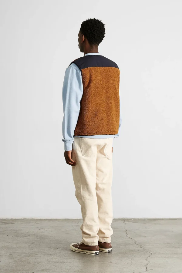Discount Edmmond Studios Shearling Vest Plain Brown