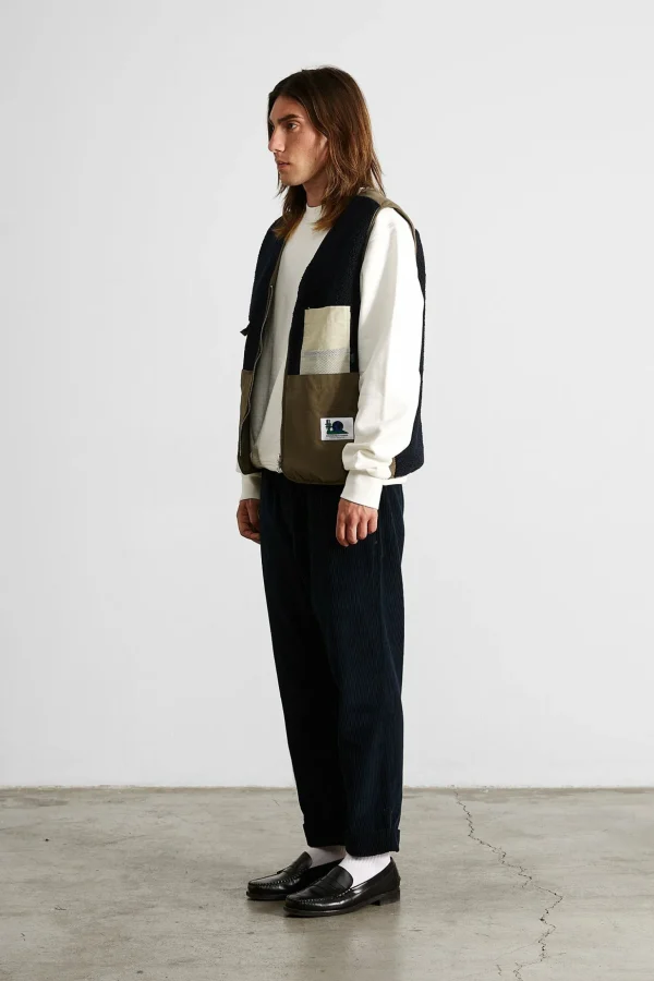 Hot Edmmond Studios Shearling Vest Plain Navy