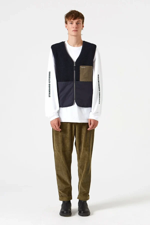 Best Sale Edmmond Studios Shearling Vest Plain Navy