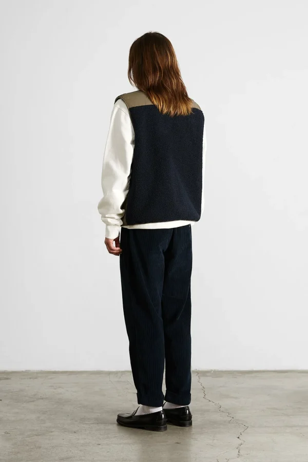 Hot Edmmond Studios Shearling Vest Plain Navy