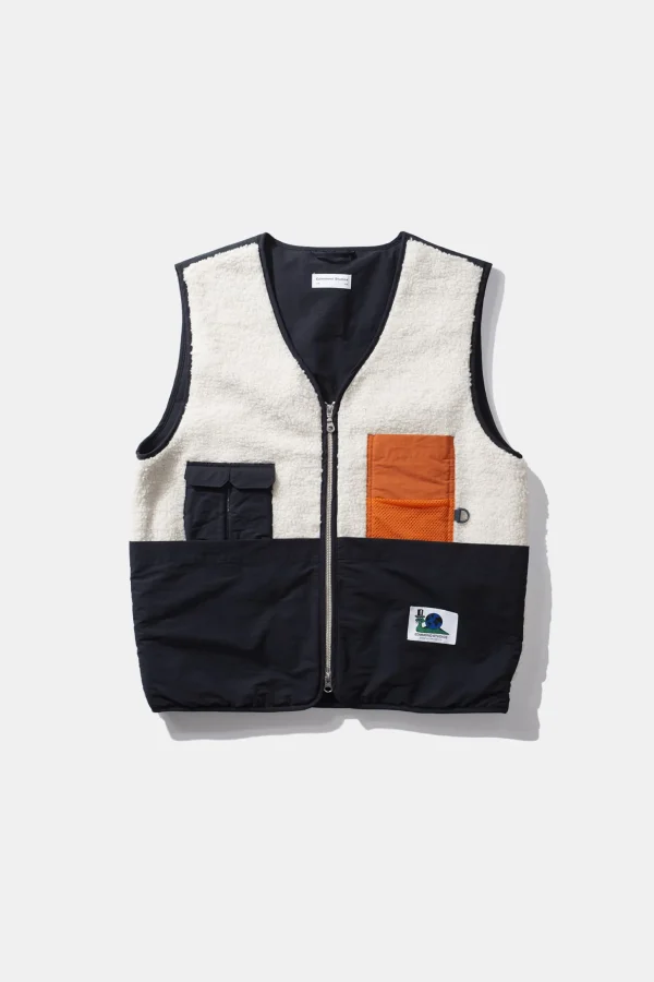 Fashion Edmmond Studios Shearling Vest Plain Off White