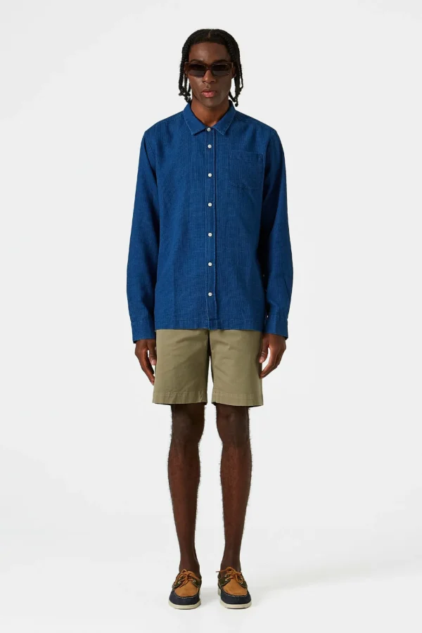 Flash Sale Edmmond Studios Waffle Denim Shirt Plain Stonewash