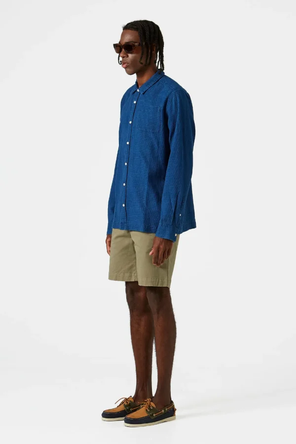 Flash Sale Edmmond Studios Waffle Denim Shirt Plain Stonewash