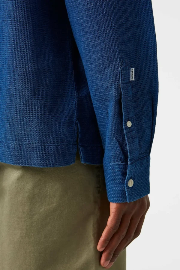 Flash Sale Edmmond Studios Waffle Denim Shirt Plain Stonewash