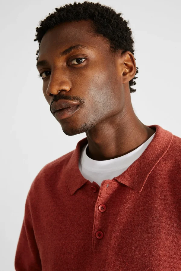 Sale Edmmond Studios Wool Polo Plain Copper