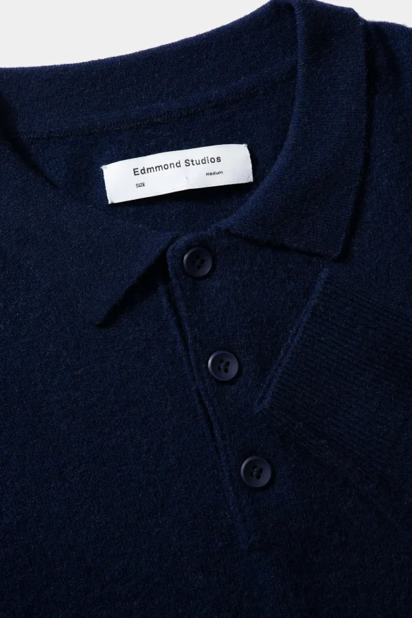 Best Sale Edmmond Studios Wool Polo Plain Navy